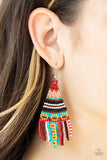 Beaded Bohemian - Red Seed Bead Paparazzi Earrings