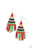 Beaded Bohemian - Red Seed Bead Paparazzi Earrings