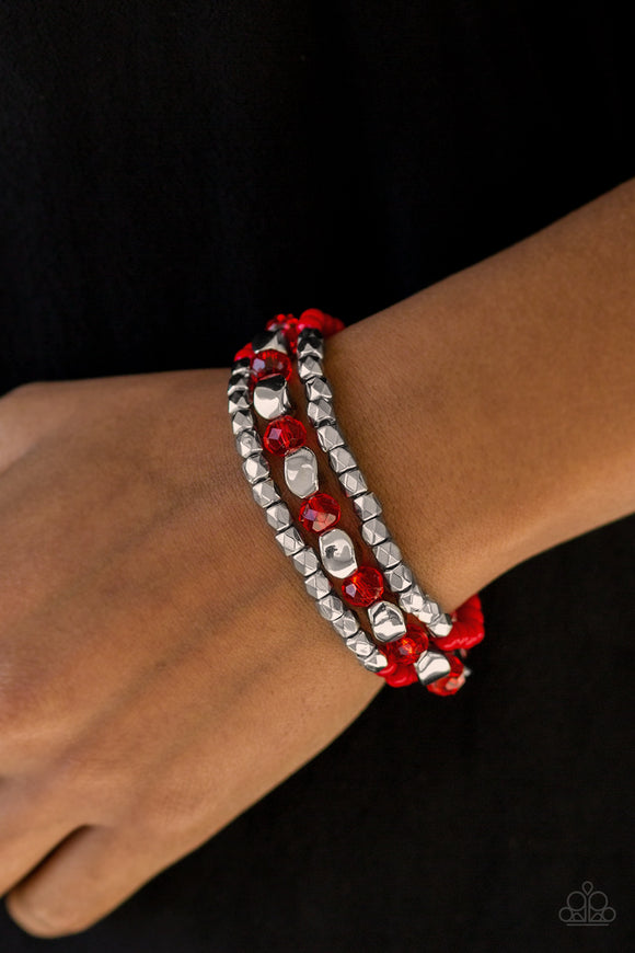 Beaded Bravado - Red Paparazzi Bracelet