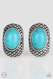 Bedrock Bombshell - Blue Clip-on Paparazzi Earrings