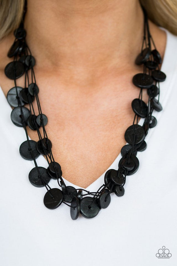 Bermuda Beach House - Black Wood Paparazzi Necklace