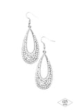 Big Time Spender - White Bling Paparazzi Earrings