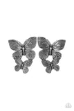 Blushing Butterflies - Silver Paparazzi Earrings