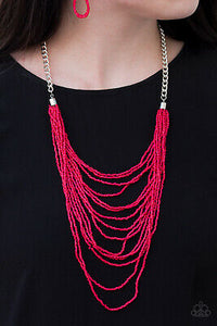 Bora Bombora - Red Seed Bead Paparazzi Necklace