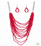 Bora Bombora - Red Seed Bead Paparazzi Necklace