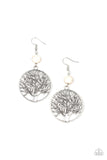 Bountiful Branches - White Paparazzi Earrings