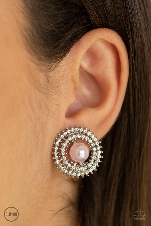 Broadway Breakout - Pink Clip-on Paparazzi Earrings