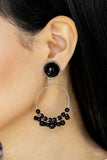 Cabaret Charm - Black Clip-on Paparazzi Earrings