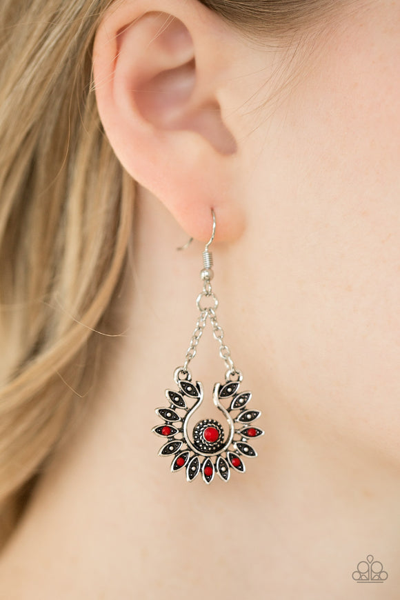 Cancun Can Can - Red Paparazzi Earrings