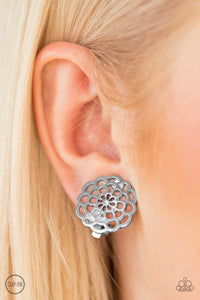 Carefree Carnation - Silver Clip-on Paparazzi Earrings