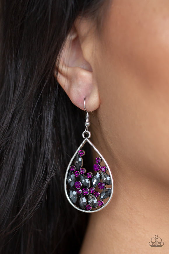 Cash or Crystal? - Purple Paparazzi Earrings