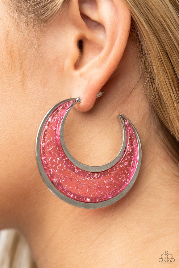 Charismatically Curvy - Pink Paparazzi Earrings