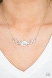 Cheers To Sparkle White Bling - Silver Paparazzi Necklace