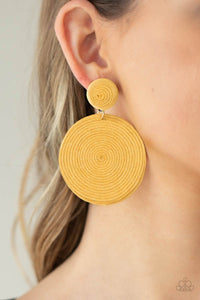 Circulate The Room - Yellow Paparazzi Earrings