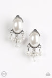 Classy Casablanca - White Clip-on Paparazzi Earrings