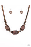 Costa Maya Majesty - Brown Wood Paparazzi Necklace