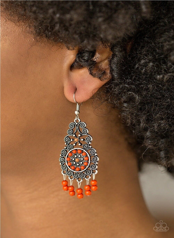 Courageously Congo - Orange Paparazzi Earrings