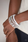 Crystal Collage - White Paparazzi Bracelet