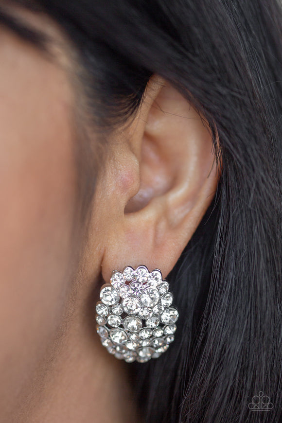 Daring Dazzle - White Bling Paparazzi Earrings