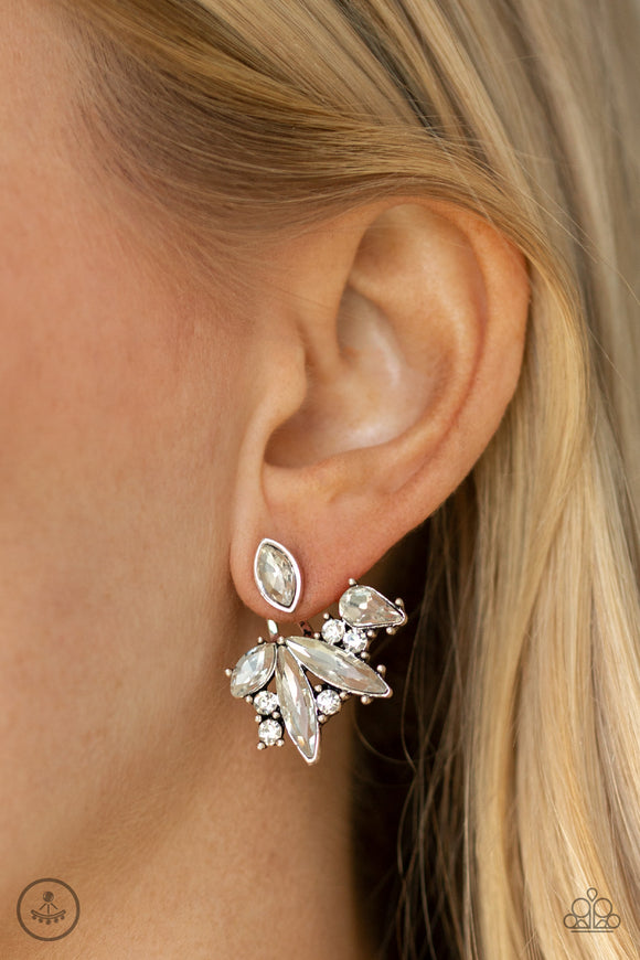 Deco Dynamite - White Bling Paparazzi Earrings