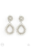 Discerning Droplets - White Clip-on Paparazzi Earrings