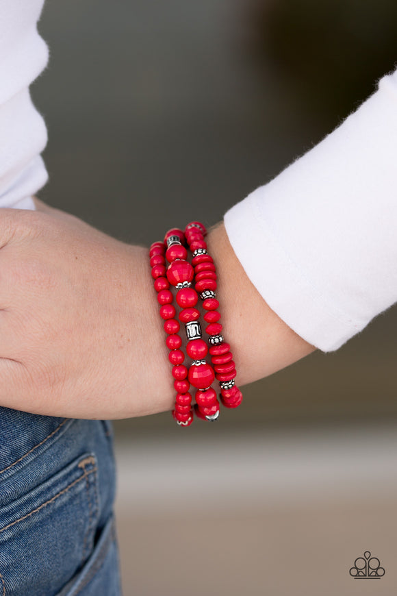 Disco Diva - Red Paparazzi Bracelet