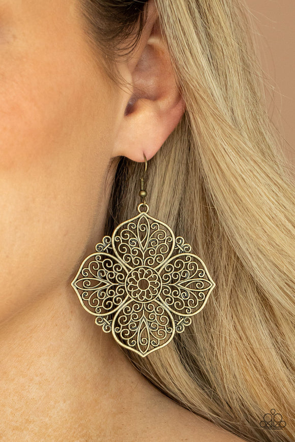 Dubai Detour - Brass Paparazzi Earrings