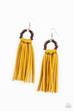 Easy To PerSUEDE - Yellow Tassel Paparazzi Earrings