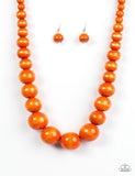 Effortlessly Everglades - Orange Wood Paparazzi Necklace