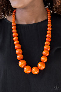 Effortlessly Everglades - Orange Wood Paparazzi Necklace