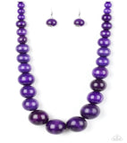 Effortlessly Everglades - Purple Wood Paparazzi Necklace