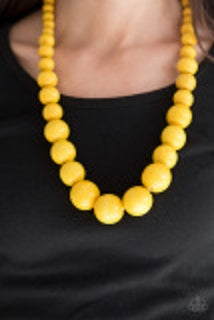 Effortlessly Everglades - Yellow Wood Paparazzi Necklace