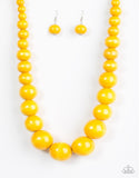 Effortlessly Everglades - Yellow Wood Paparazzi Necklace