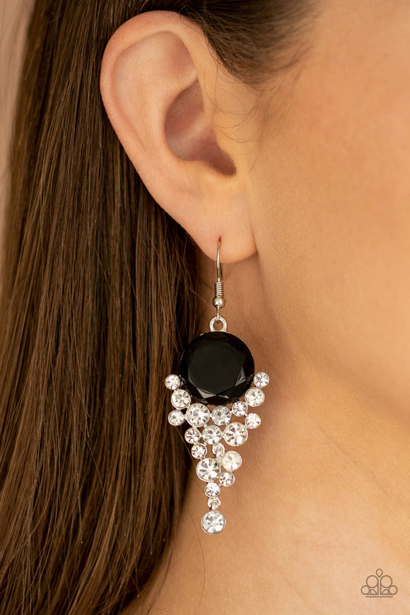 Elegantly Effervescent - Black Bling Paparazzi Earrings