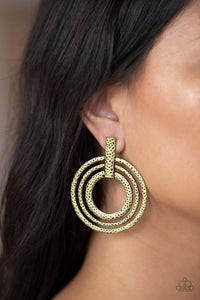 Ever Elliptical - Brass Paparazzi Earrings