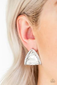 Exalted Elegance - White Bling Paparazzi Earrings