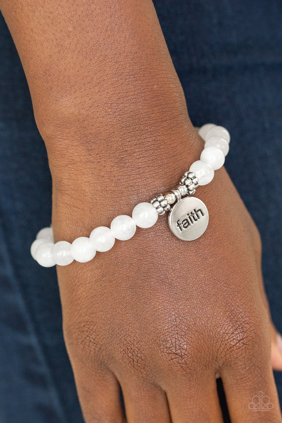 Faith It, TIll You Make It - White Paparazzi Bracelet