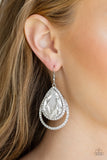 Famous - White Bling Paparazzi Earrings