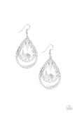 Famous - White Bling Paparazzi Earrings