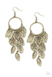 Feather Frenzy - Brass Paparazzi Earrings