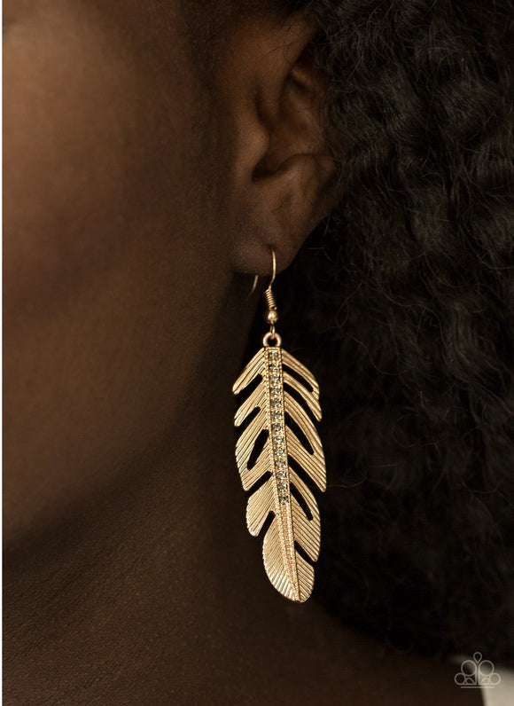 Feather on Fleek - Gold Paparazzi Earrings