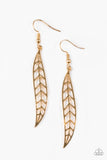 Feelin Feathery - Gold Paparazzi Earrings