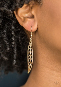 Feelin Feathery - Gold Paparazzi Earrings