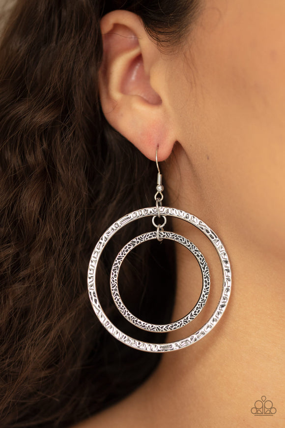 Fiercely Focused - Silver Paparazzi Earrings