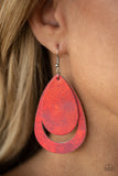 Fiery Firework - Red Leather Paparazzi Earrings