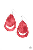 Fiery Firework - Red Leather Paparazzi Earrings