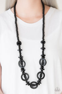 Fiji Foxtrot - Black Wood Paparazzi Necklace