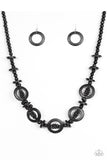 Fiji Foxtrot - Black Wood Paparazzi Necklace