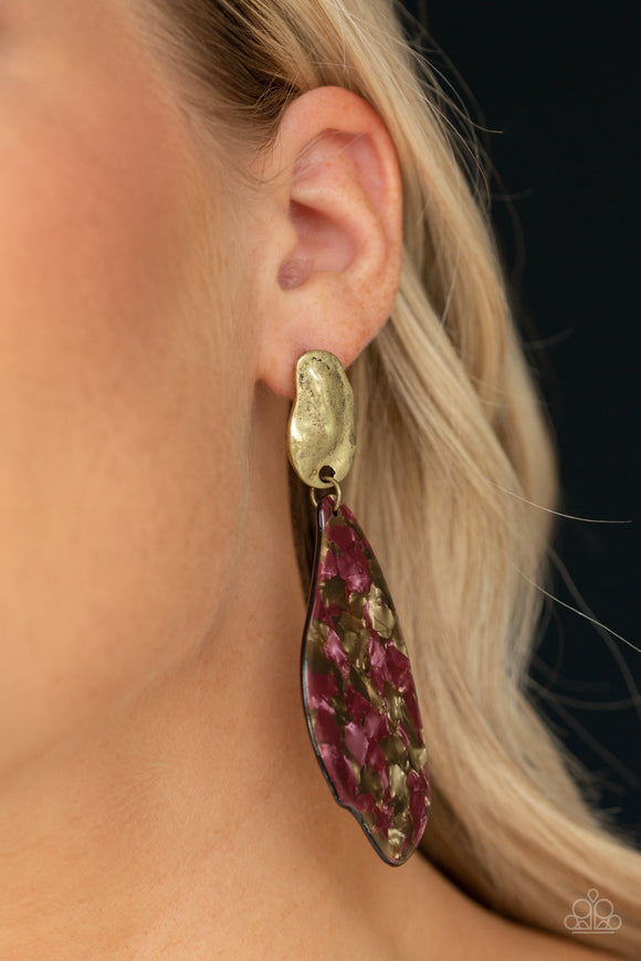 Fish Out Of Water Brass - Purple Paparazzi Earrings