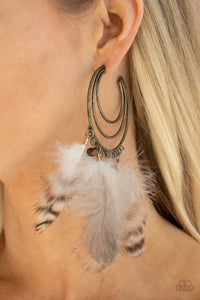 Freely Free Bird - Brass Paparazzi Earrings